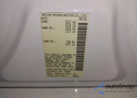 2016 Nissan Altima 2.5 S from USA, damaged, VIN 1N4AL3AP2GN391583